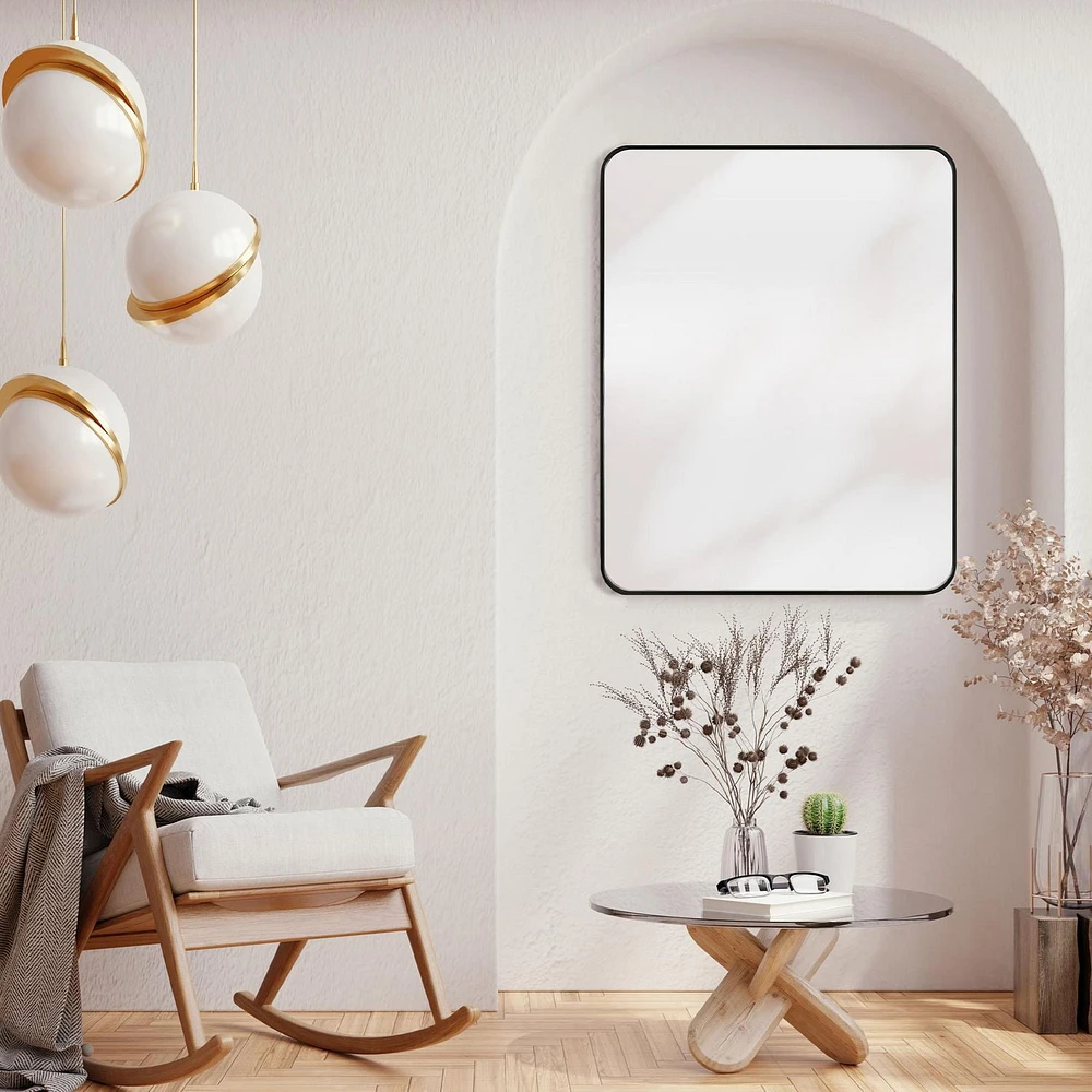 Home Trends 26''*32'' Miroir en aluminium assorti, noir