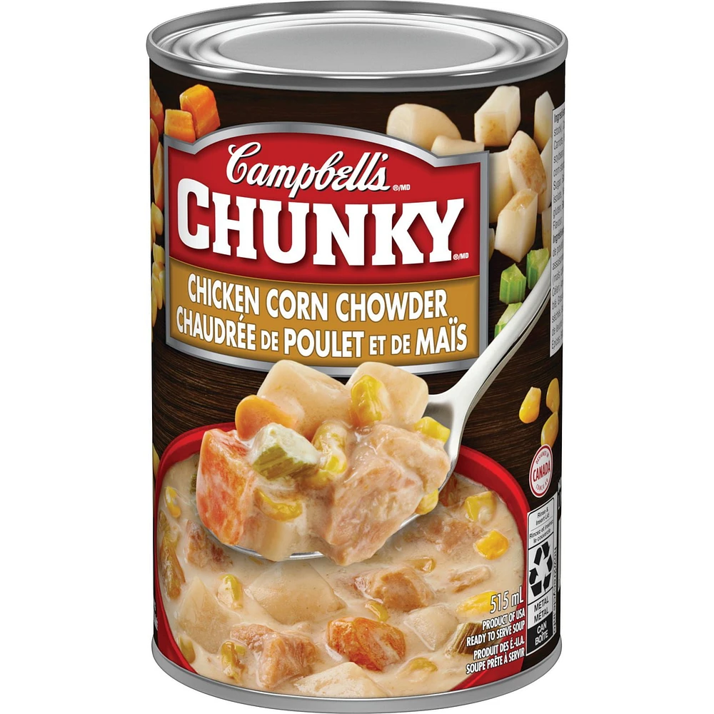Campbell's® Chunky® Chicken Corn Chowder Ready to Serve Soup, Shelf Stable, Chunky(R) Ready to Serve 515 mL
