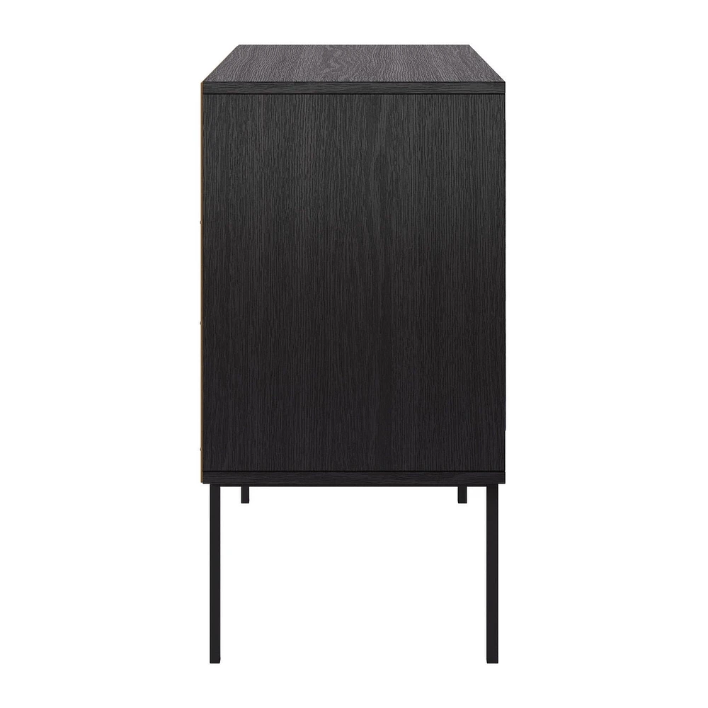 Emmett Premium Faux Wood Versatile Compact Sideboard Buffet with Lattice Doors