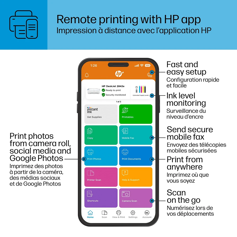 HP DeskJet 2842e All-in-One Printer - Skyride