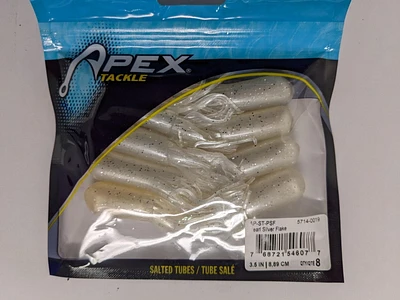 Apex AP-ST-PSF Salted Tube Pearl Silver Flake 3.5" 8 pack
