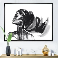 Designart Portrait monochrome de femme afro-américaine IV ART MURAL À CADRE FLOTT