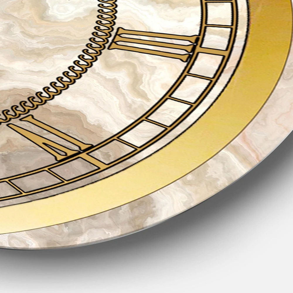 Designart Onyx Blanc Marbre Blanc Naturel horloge murale