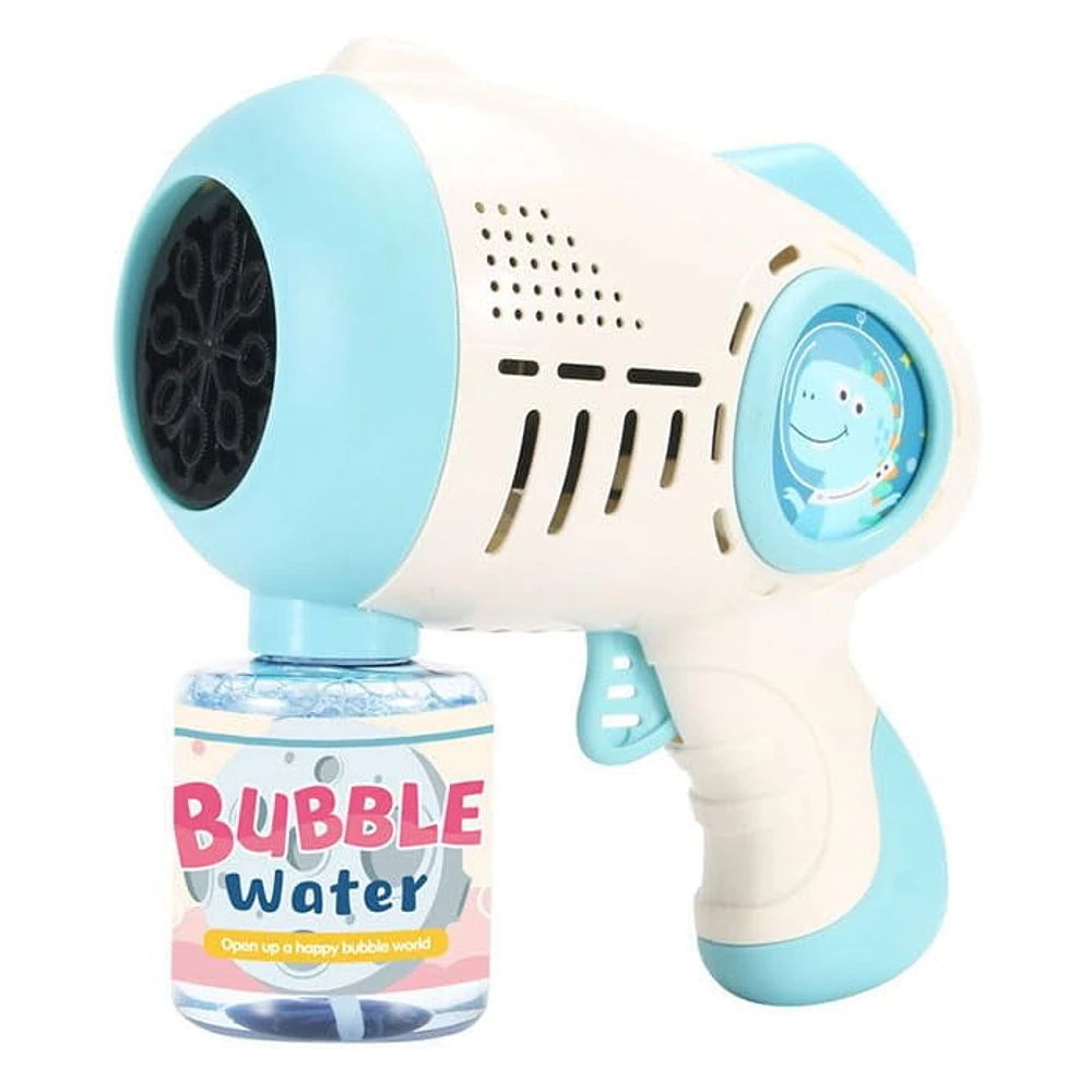 Tradeopia Pistolet à Bulles Dinosaure - Bleu Jouet Interactif à Bulles pour Enfants Jeu Extérieur Amusant à Thème Dinosaure Parfait pour Fêtes et Événements