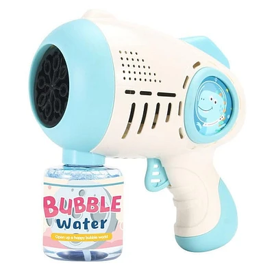 Tradeopia Pistolet à Bulles Dinosaure - Bleu Jouet Interactif à Bulles pour Enfants Jeu Extérieur Amusant à Thème Dinosaure Parfait pour Fêtes et Événements