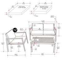 CorLiving Eden Deluxe Ensemble de conversation de patio extérieur en aluminium 4 pièces avec chaises, causeuse et table