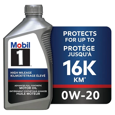 Mobil 1™ High Mileage Full Synthetic Motor Oil 0W-20, 1 L