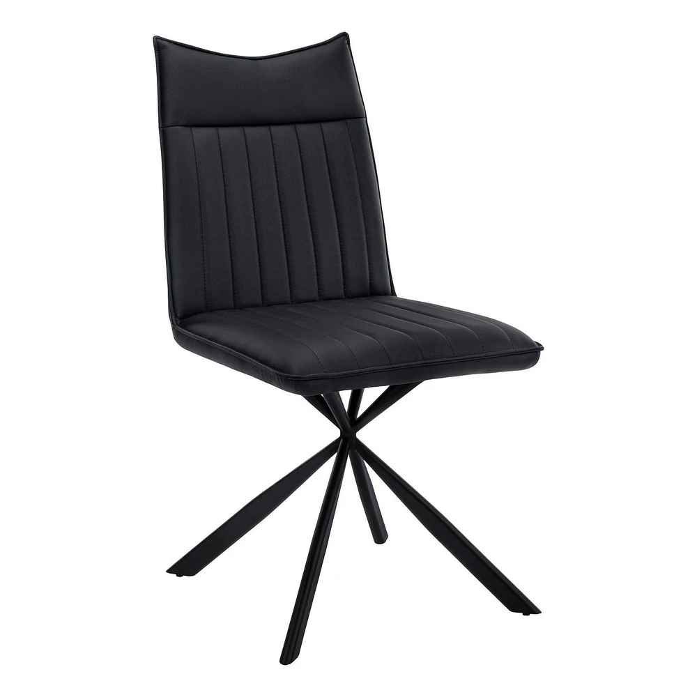 Monarch Specialties Chaise, Lot De 2, Côté, Rembourré, Cuisine, Salle À Manger, Pu D'aspect Cuir, Métal, Noir, Contemporain, Moderne