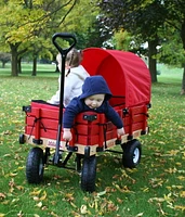 Millside Classic Wood wagon with half canopy and pads