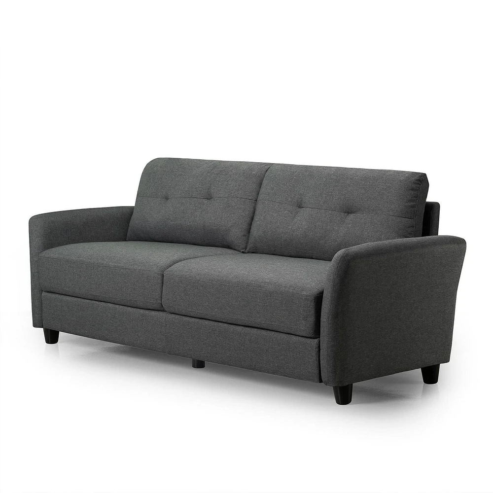 Zinus Ricardo 3-Seat Upholstered Sofa Couch with Tufted Cushions, Dark Grey