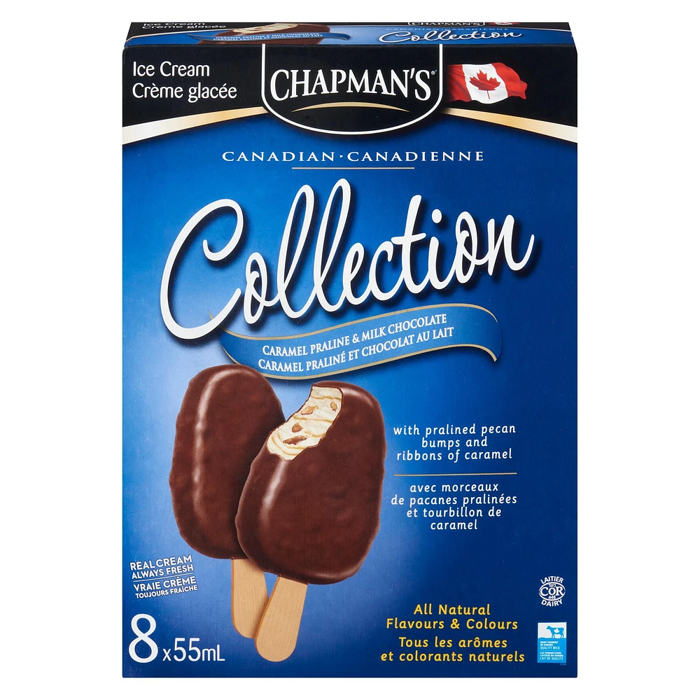 Chapman's Canadian Collection Caramel Praline Bumpy Ice Cream Bar, 8 x 55mL