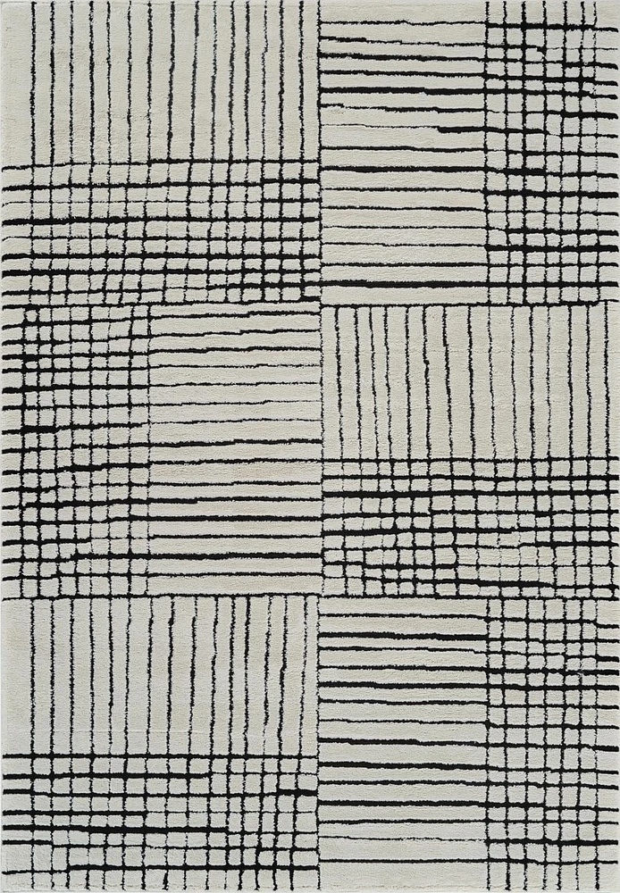 Tapis d'interieur abstrait Rug Branch Domus, crème noir, moderne - Salon, chambre, salle a manger et cuisine