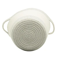 Cotton Rope Storage Basket with Boucle Heart Patch, Ivory with Grey Trim