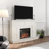Manteau de cheminée avec foyer Barrow Creek d’Ameriwood Home, blanc