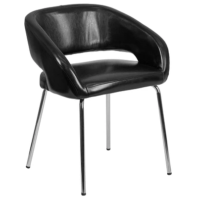 Fusion Series Contemporary Black Leather Side Reception Chair