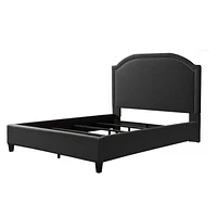 CorLiving  Fabric Bed Frame with Arched Headboard and Nailhead Trim Accents