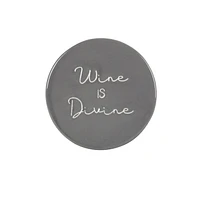 Ensemble de quatre dessous de verre en porcelaine Linden avec fini gris dictons divers 9,8 cm de diamètre