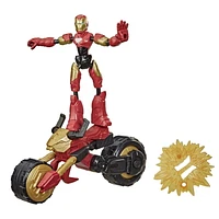 Marvel Bend and Flex, Flex Rider Iron Man figurine articulée flexible de 15 cm avec moto 2 en 1, pour enfants à partir de 4 ans