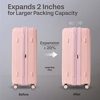 5 Piece Hardside Luggage Set: 28 Inch Spinner Suitcase, 24 Inch Rolling Luggage, 20" Carry-On Suitcase, Toiletry Kit & Expandable Tote Bag