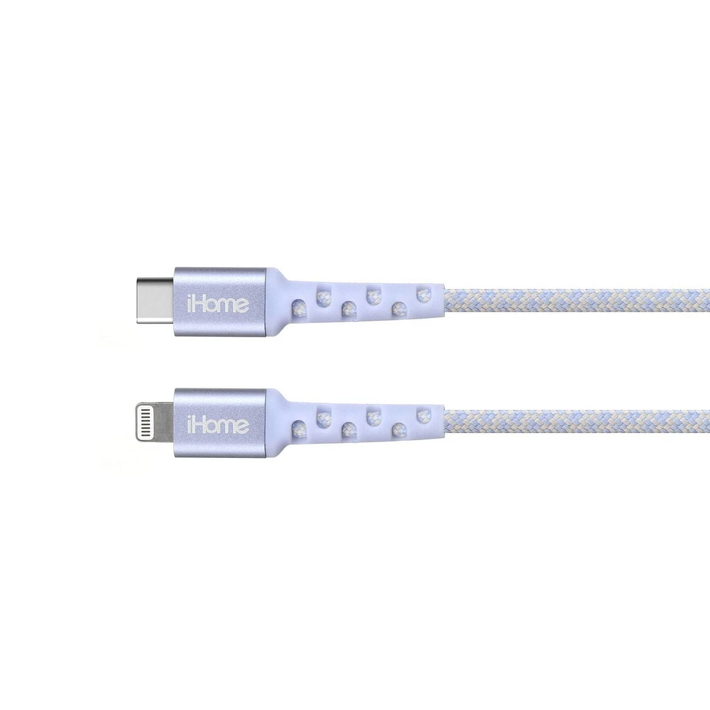iHome Durastrain 6ft Lightning to USB Type-C Cable - White