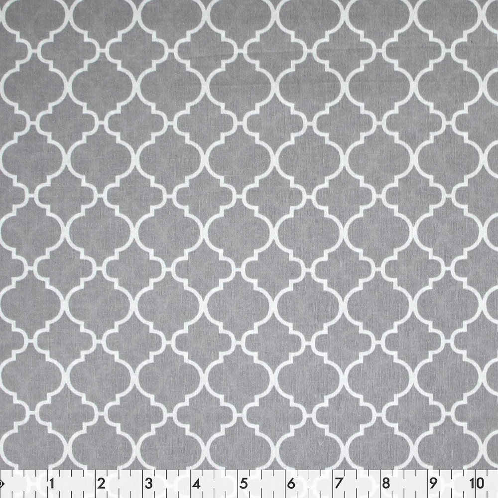 Fabric Creations Light Grey with White Moroccan Lantern Fat Quarter Pre-Cut Fabric - 18" x 21" / 45cm x 53cm, 18" x 21" / 45cm x 53cm