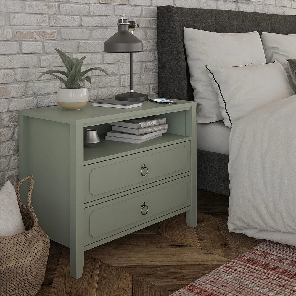 Novogratz Her Majesty 2 Drawer Nightstand, Black