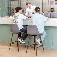 Homy Casa Lot de 2 tabourets de bar pivotants avec assise rembourrée incurvée pour cuisine et salle à manger, tissu gris
