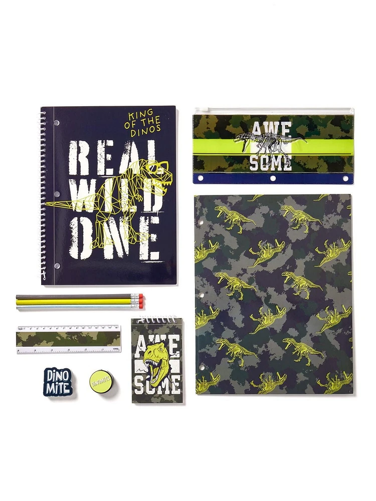 Schoolyard Vibes backpack with Stationary Set, Dino Stationary Backpack Set