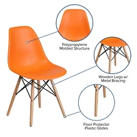 Elon Series Black Plastic Chair with Wooden Legs