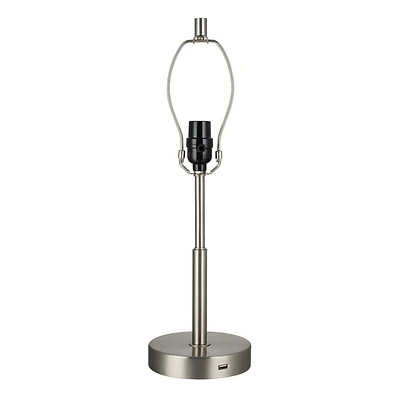 hometrends 20"H Brushed Nickel with USB Charging Port Lamp Base