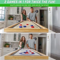 GoSports - 6 ft Tabletop Shuffleboard and Curling 2-in-1 Game