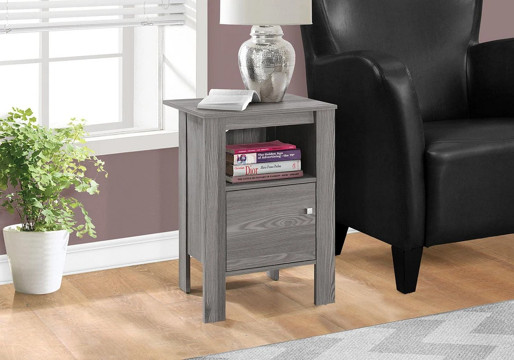 Monarch Specialties Accent Table, Side, End, Nightstand, Lamp, Storage, Living Room, Bedroom, Grey Laminate, Transitional
