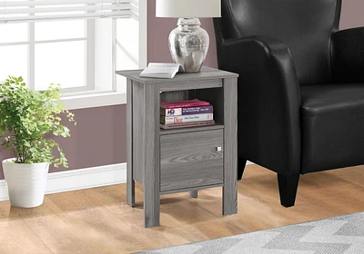 Monarch Specialties  Table D'appoint, Coté, Bout, Table De Nuit, Lampe, Rangement, Salon, Chambre À Coucher, Stratifié Gris, Transitionnel