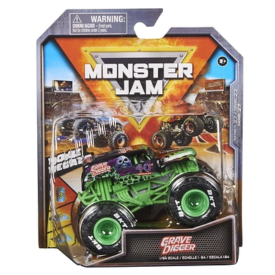 Monster Jam, Monster truck Grave Digger officiel, véhicule en métal moulé, échelle 1:64, Jouets pour garçons à partir de 3 ans