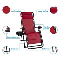 Lot de 2 chaises à gravité Patio Premier avec couvre-pieds et grand porte-gobelet - Rouge