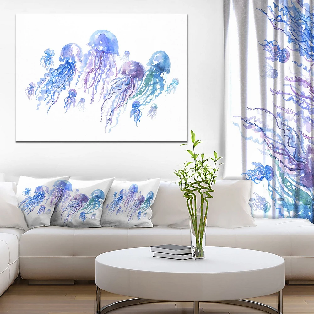 Design Art Groupe De Méduses Bleu Violet Art Sur Toile