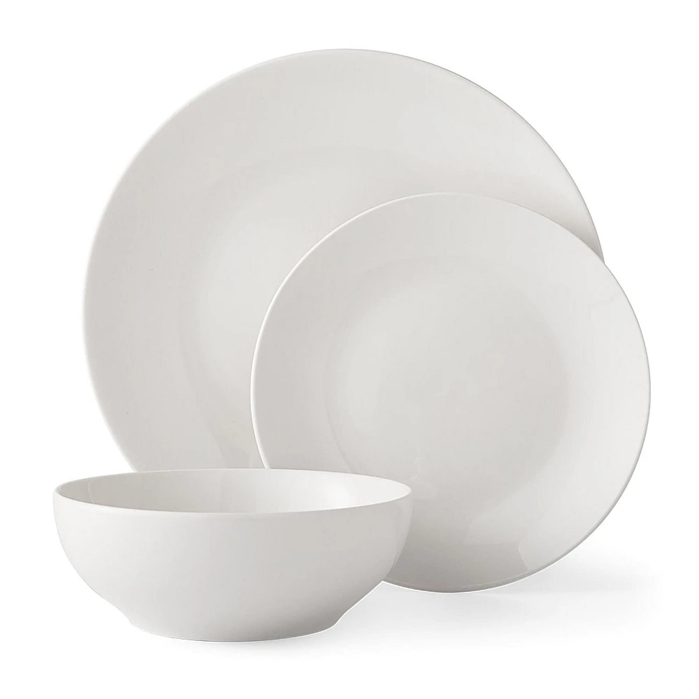 Mainstays Glazed White Stoneware Dinnerware Set, 12-Pieces, 12 PCS
