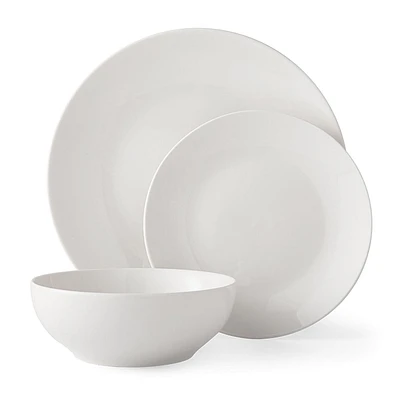 Mainstays Glazed White Stoneware Dinnerware Set, 12-Pieces, 12 PCS