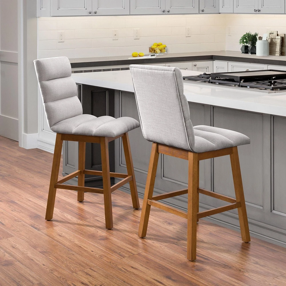 Tabouret de bar à rainures en tissu rembourré, lot de 2