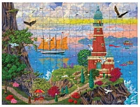 Artiste Joseph Burgess, puzzle adulte de 300 pièces, Visiteurs se rendant au phare, carton bleu de haute qualité