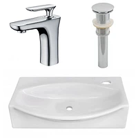 16.5-in. W Wall Mount White Bathroom Vessel Sink Set For 1 Hole Right Faucet AI-26464