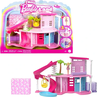 Coffrets Maison de poupée ​Mini BarbieLand Barbie, Maison de rêves Mini avec poupée Barbie surprise de 3,81 cm (1,5 po), mobilier, accessoires, ascenseur et piscine (les styles peuvent varie