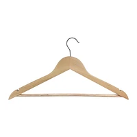 20 Pack Home Premium Wooden Hangers - Slightly Curved Hanger Set - Solid Wood Coat Hangers with Stylish Chrome Hooks - Heavy-Duty Clothes, Jacket, Shirt, Pants, Suit Hangers (Natural), 20 PACK NATURAL WOOD HANGER