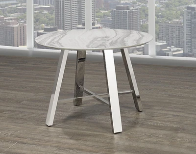 Table à manger Mable, blanc/argent