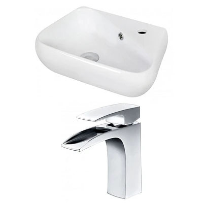 American Imaginations 17.5-in. W Wall Mount White Bathroom Vessel Sink Set For 1 Hole Right Faucet AI-15341