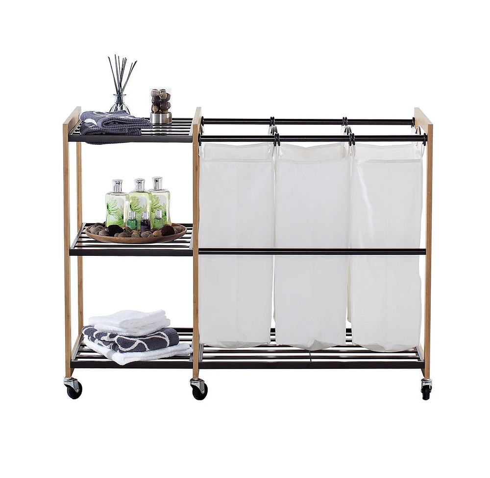 TRINITY EcoStorage 3-Bag Bronze Laundry Station w/Wheels