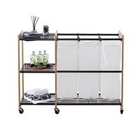 TRINITY EcoStorage 3-Bag Bronze Laundry Station w/Wheels