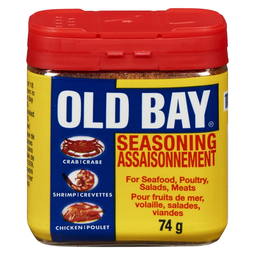 Old Bay, Seasoning for Seafood Poultry Salads Meats, Original Blend, Plastic Can 74 g