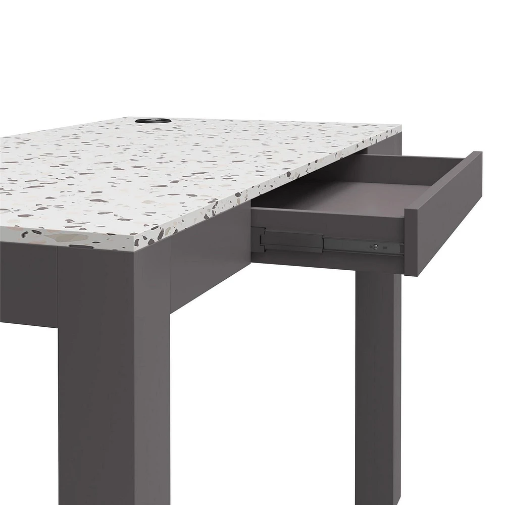 CosmoLiving by Cosmopolitan Astor Desk w/ Wireless Charger, White with Terrazzo Top