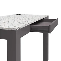 CosmoLiving by Cosmopolitan Astor Desk w/ Wireless Charger, White with Terrazzo Top